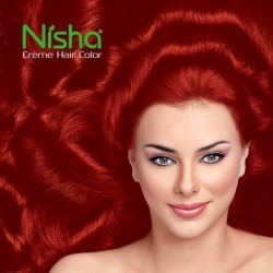 Nisha creme hair color 60gm+60ml+18ml nisha conditioner for each combo pack of natural black & flame red