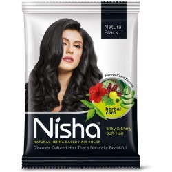 Nisha black hair color dye hair henna with 1 hair dye brush natural black 10gm pack of 10