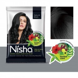 Nisha black hair color dye hair henna with 1 hair dye brush natural black 10gm pack of 10