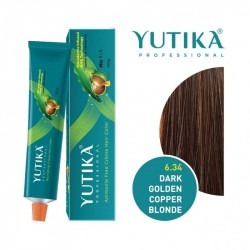 Yutika professional creme hair color 100gm dark golden copper blonde 6.34