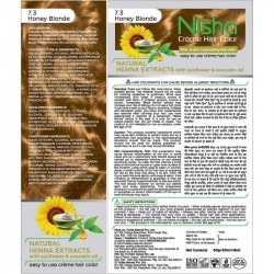 Nisha creme hair colour 7.3 honey blonde 60gm+90ml+18ml nisha conditioner with natural herbs grey hair pack of 3