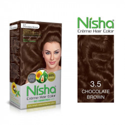 Enega creme hair color 3.5 chocolate brown 60gm+60ml+12ml enega color protection conditioner