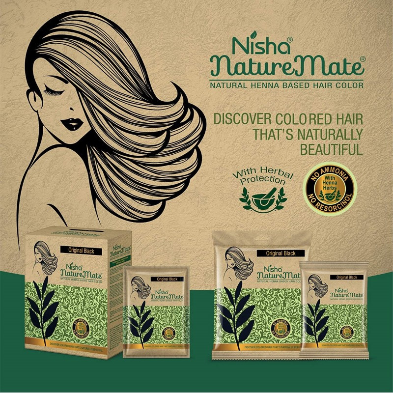 Nisha nature mate henna based hair color no ammonia 100% herbal prote