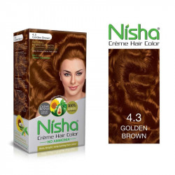 Nisha creme hair color 60gm + 60ml + 18ml nisha conditioner for each combo pack of natural black & golden brown
