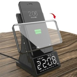 Compatible with Apple ,  Wireless Charging Bluetooth Speaker LED Alarm Clock