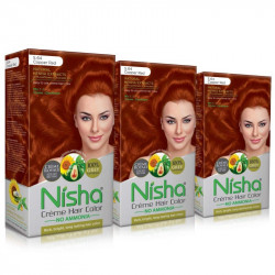 Nisha cream hair color 120 ml/each with rich bright long lasting shine hair color no ammonia copper red 5.64 pack of 3
