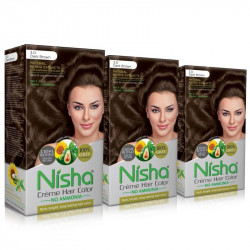 Nisha cream hair color 120 ml/each with rich bright long lasting shine hair color no ammonia dark brown 3.0 pack of 3
