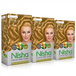 Nisha cream hair color 150 ml/each with rich bright long lasting shine hair color no ammonia golden blonde 8.1 pack of 3