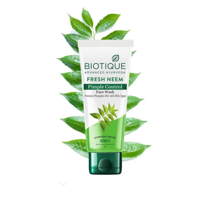 Biotique fresh neem pimple control face wash prevents pimples for all skin types