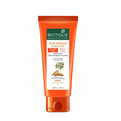 Biotique sun shield sandalwood 50+spf uvb sunscreen ultra protective face lotion for all skin types