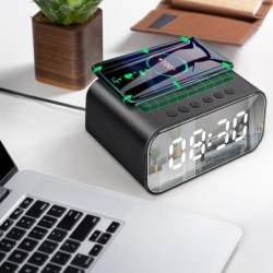 Wireless Charging Bluetooth Speaker Clock Led Alarm Clock Audio