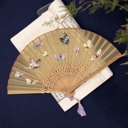 Embroidered Hanfu Embroidered Tuan Fan Portable Folding Summer Silk Su fan