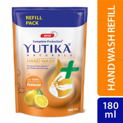 Yutika naturals complete protection lemon handwash natural extract liquid soap pump 200ml with 180ml liquid refill handwash