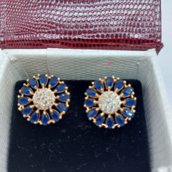 Anaghya classy stone earrings in blue red nd green