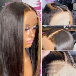 Highlight Ombre  Transparent Lace Wig Human Hair