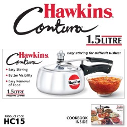 Hawkins Contura Aluminium Inner Lid Pressure Cooker, 1.5 Litre, Silver