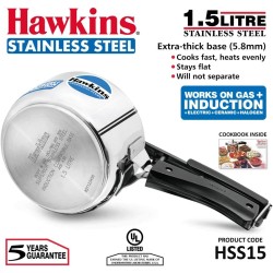 Hawkins 1.5 Litre Pressure Cooker, Stainless Steel  ,  Silver