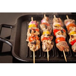 Bamboo Wooden BBQ Skewers Stick for Kabab, Paneer Tikka, Seekh, Barbeque, Grilling and Appetizers Fruit Cocktails (8 Inch)