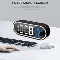 Rechargeable Mirror LED Music Clock Switch With 40 Music Adjustable Sound Level