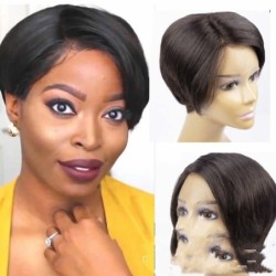 Wig Pixie Real Hair Front Lace