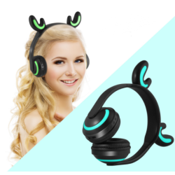 Headphones Wireless Bluetooth Cat Ears  Noise Reduction Live Breathing Lights