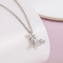 Women's Stars Love Necklace Rhinestones Heart-shped Necklace Clavicle Chain