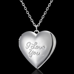 Carved Design Necklace Personalized Heart-shaped Photo Frame Pendant Necklace