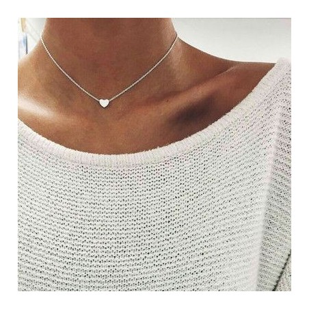 Simple Fashion Gold Color Double-sided Love Pendant Necklaces Clavicle Chains