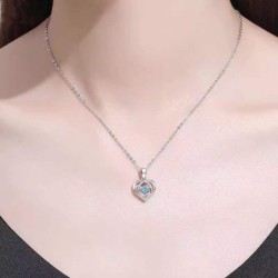 S925 Beating Heart-shaped Necklace Luxury Rhinestones Jewelry Valentine's Day