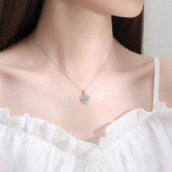 S925 Beating Heart-shaped Necklace Luxury Rhinestones Jewelry Valentine's Day