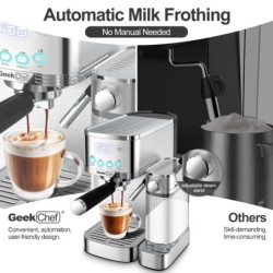 Geek Chef Espresso And Cappuccino Machine With Automatic Milk Frother,20Bar Espr
