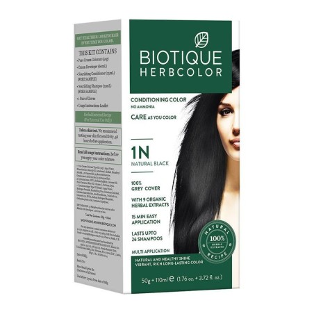 Biotique (Natural Black) Herbcolor Hair Color 1N (50Gm+110Ml)