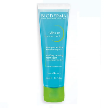 Bioderma Sebium Gel Moussant Purifying Cleansing Foaming Gel Combination/Oily Skin (45Ml)