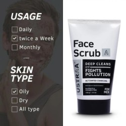 Ustraa Activated Charcoal Face Scrub For Men- 100G