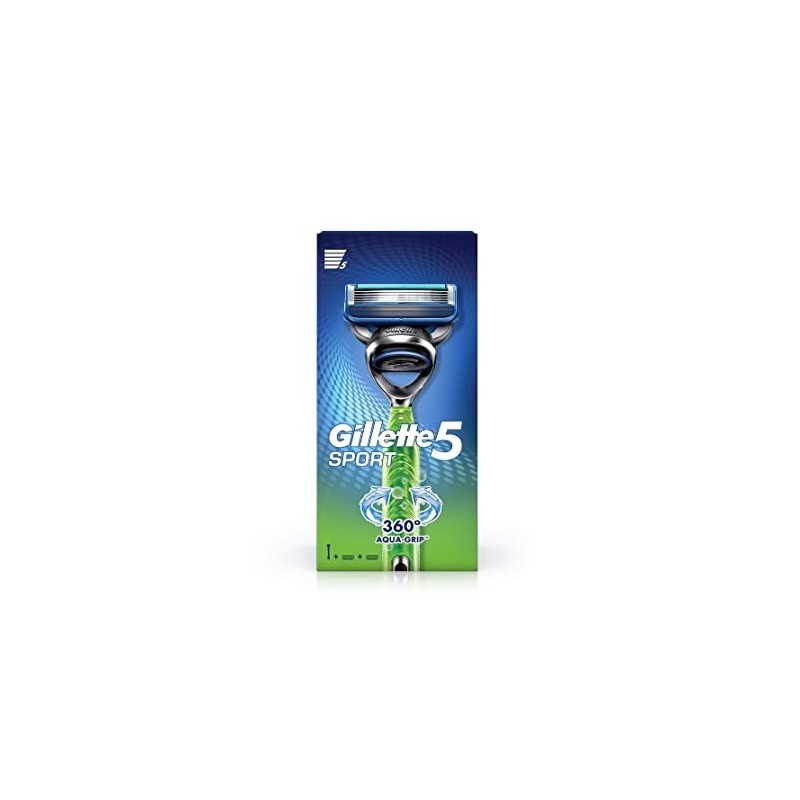 Gillette Sport 5-Blade No Slip Aquagrip Men'S Razor + 1 Cartridge