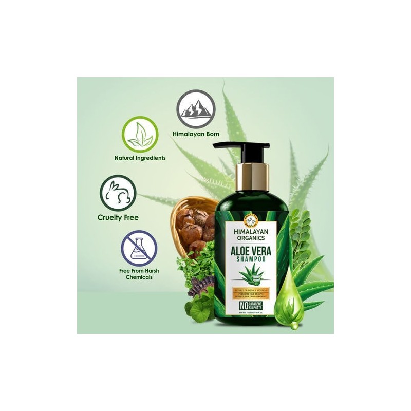 Himalayan Organics Aloevera Shampoo For Hair Loss Control & Healthy Hair Growth