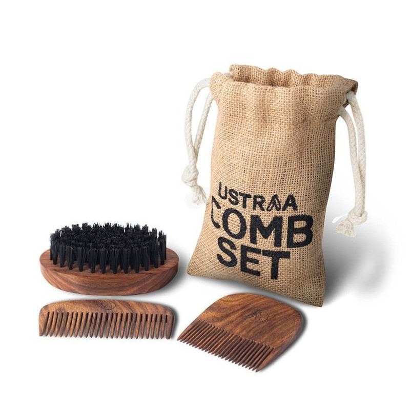 Ustraa'S Beard Comb Set (Set Of 3) - Made Out Of Sheesham Wood - Clean & Detangle Beard