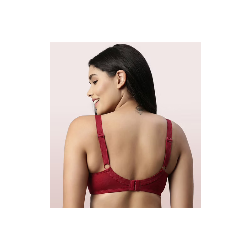 Buy Enamor A014 M-Frame Contouring Full Support Bra Supima Cotton  Non-Padded Wirefree - Red (38DD) Online