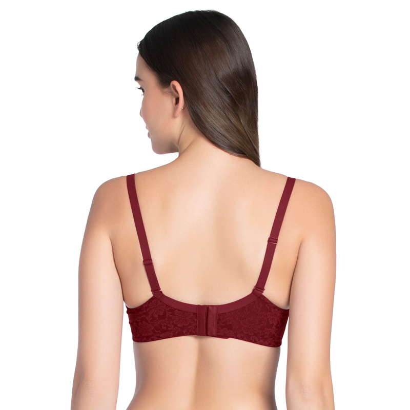 Amante – Floral Romance Padded Non-Wired Lace Bra Color – Burgundy Wine –  01N – Bra10306