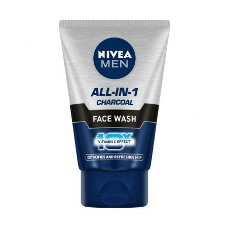 Nivea Men Face Wash All In 1 Charcoal  10X Vitamin C - 100Ml For All skin type