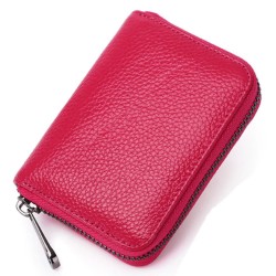 Unisex Genuine Leather Wallet With Zipper Rfid Blocking Card Holder Zipper Wallet Brown