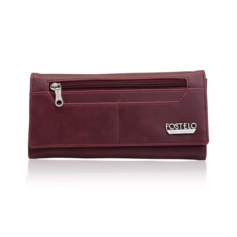 Fostelo Faux Leather Clutch For Women 1 Phone Pocket 3 Cash Pockets 3 Coin Pockets 8 Card Slots