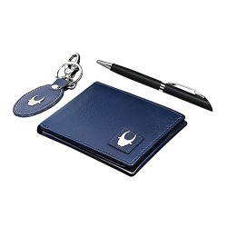 Gift Hamper for Men  Top Grain Leather Wallet Keychain & Pen Combo Gift Set