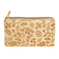 Embroidery Women Hand Purse Wallet For Party Wedding Dating Cream