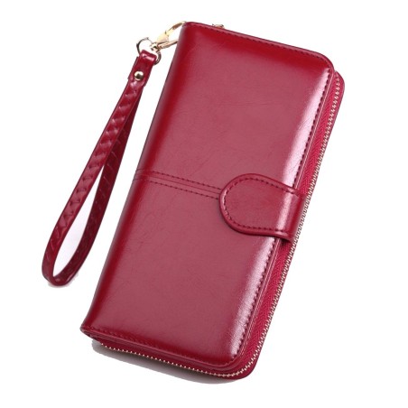 Horizontal Wallet for Women Zip Around Small Hand Purse in Dark Red  Burgundy Free Engraving - Etsy