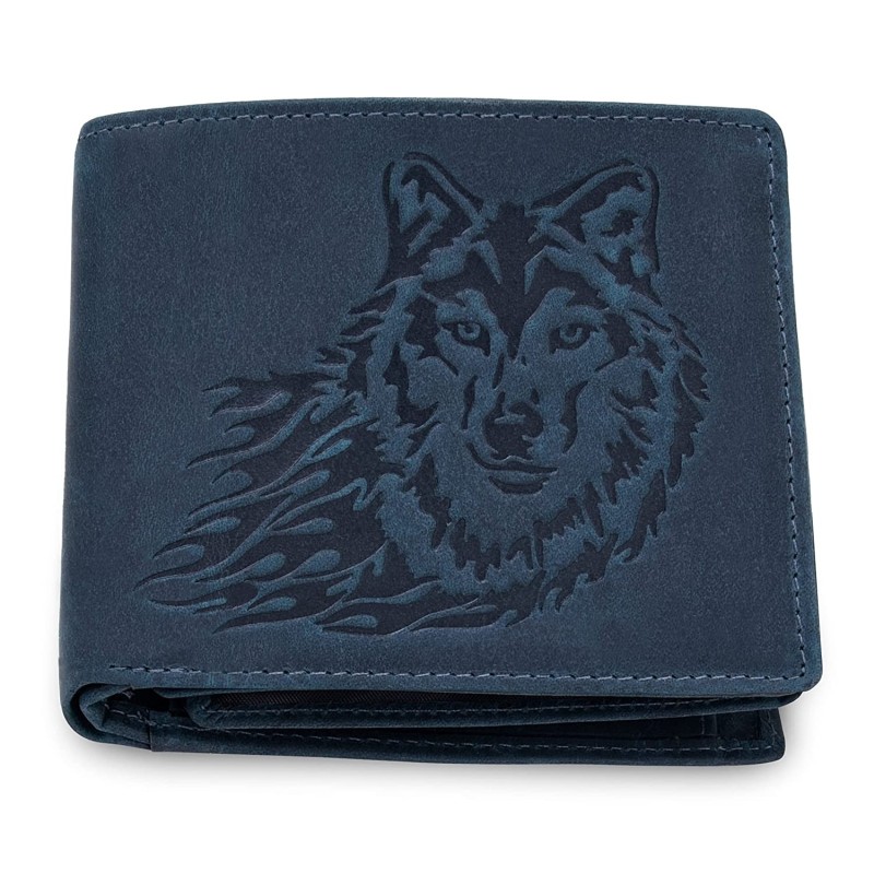 Rfid Blocking Vintage Blue Leather Wallet For Men