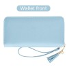 Women's Long Wallet Tassel Pu Leather Multi- Slots Girls Zipper Coin Large Purse Blue
