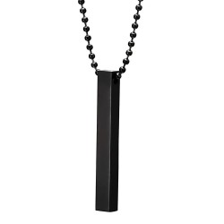Mens Jewellery 3d Cuboid Vertical Bar stick Stainless Steel Locket Pendant Necklace Black