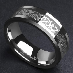 Fashion Black Ring Set for Men Dragon Celtic Mens Ring Stainless Steel Rings for Men Combo