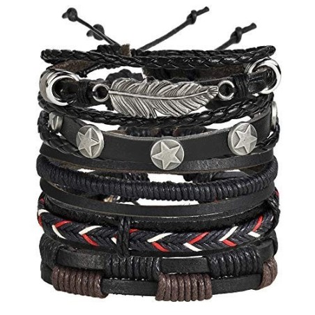 Engravable Thin Black Leather Bracelet with Black Clasp for Mens – The  Steel Shop